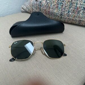 Ray-Ban Gold Frame Sunglasses with Black Lenses